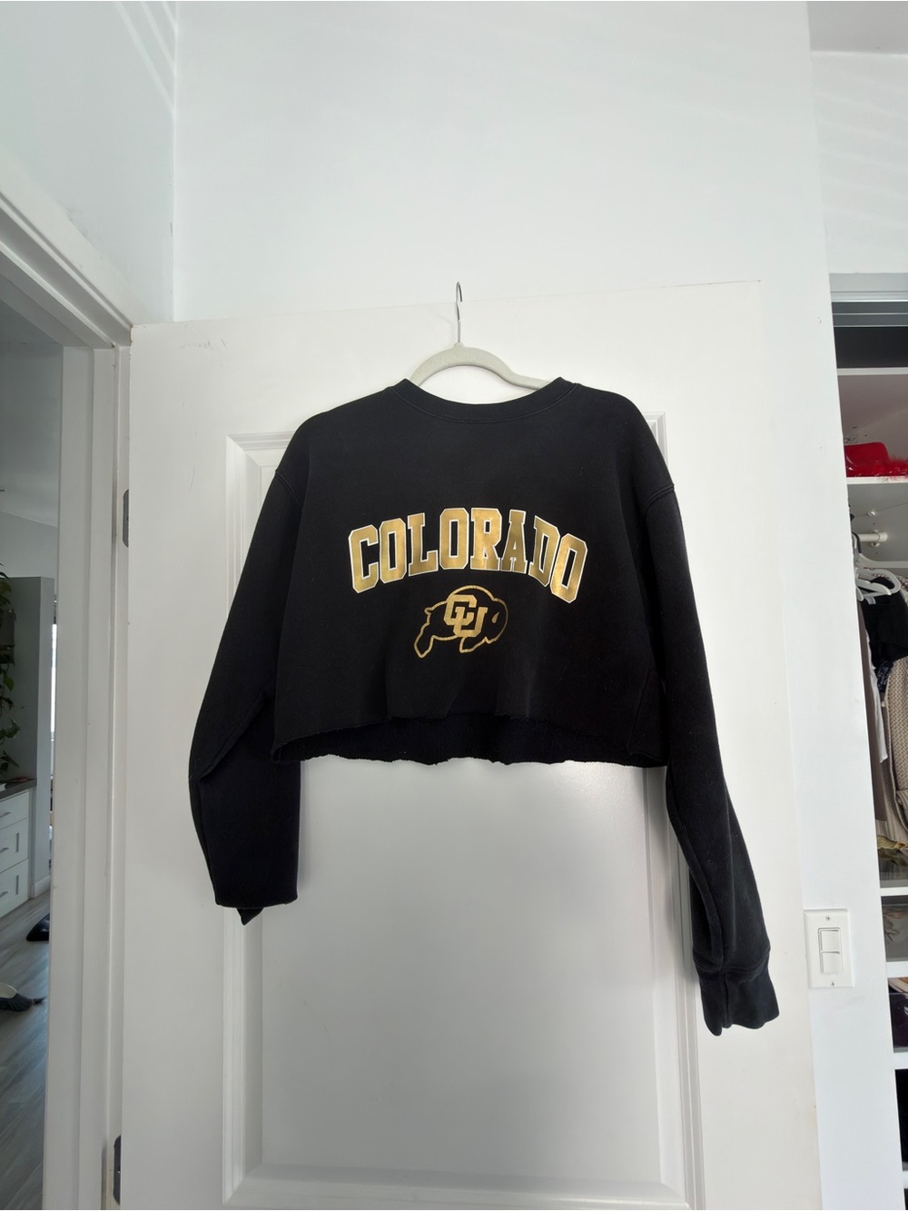 University of Colorado Cropped Crewneck Sweatshirt - Black & Gold